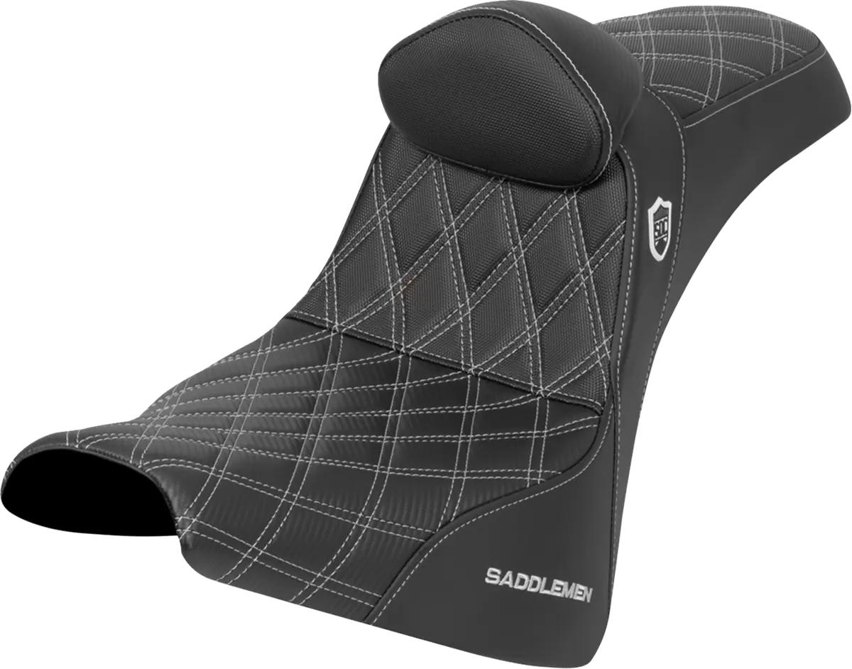 Saddlemen Pro Series Sdc Performance Seat - W/ Backrest - Silver Stitch - Gripper - Fxbb/Fxst (Sc81830db5) Softail 18-25 1