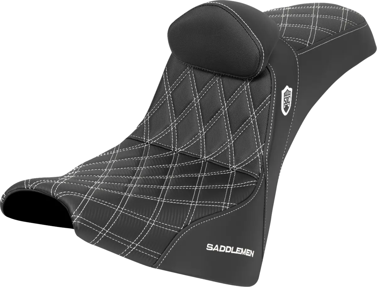 Saddlemen Pro Series Sdc Performance Seat - W/ Backrest - White Stitch - Gripper - Fxbb/Fxst (Sc81830db6) Softail 18-25 1