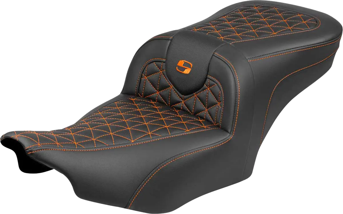 Saddlemen Roadsofa Seat - Without Backrest - Orange Stitch - Flh/Flt (823-07-21003) Touring 23-25 1