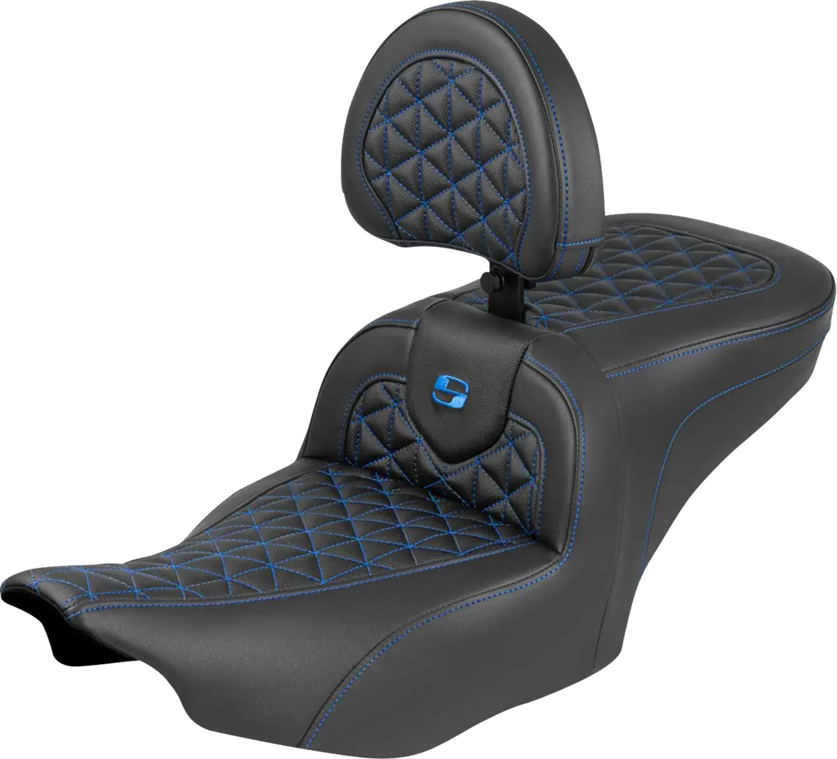 Saddlemen Roadsofa Seat - With Backrest - Blue Stitch - Flh/Flt (823-07-210B1) Touring 23-25 1