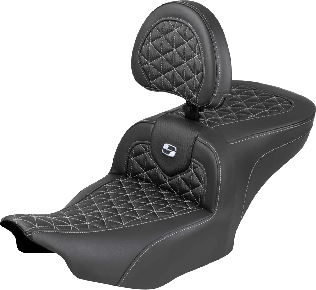Saddlemen Roadsofa Seat - With Backrest - Silver Stitch - Flh/Flt (823-07-210B5) Touring 23-25 1
