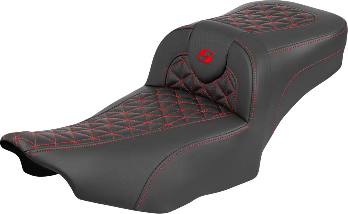 Saddlemen Roadsofa Extended Reach Seat - Without Backrest - Red Stitch - Flh/Flt (823-07-21104) Touring 23-25 1