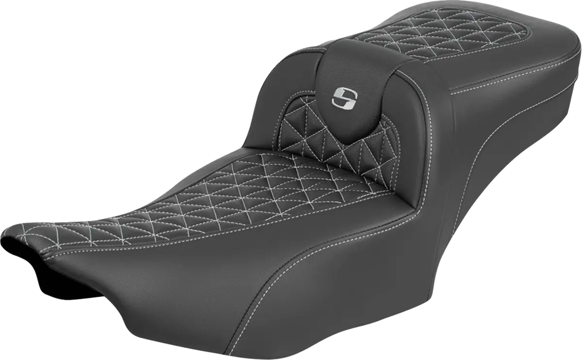 Saddlemen Roadsofa Extended Reach Seat - Without Backrest - Silver Stitch - Flh/Flt (823-07-21105) Touring 23-25 1
