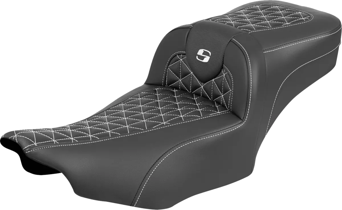 Saddlemen Roadsofa Extended Reach Seat - Without Backrest - White Stitch - Flh/Flt (823-07-21106) Touring 23-25 1