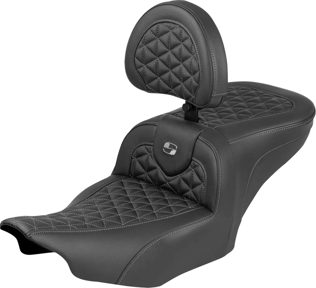 Saddlemen Roadsofa Seat - With Backrest - Gray Stitch - Flh/Flt (823-07-210B2) Touring 23-25 1