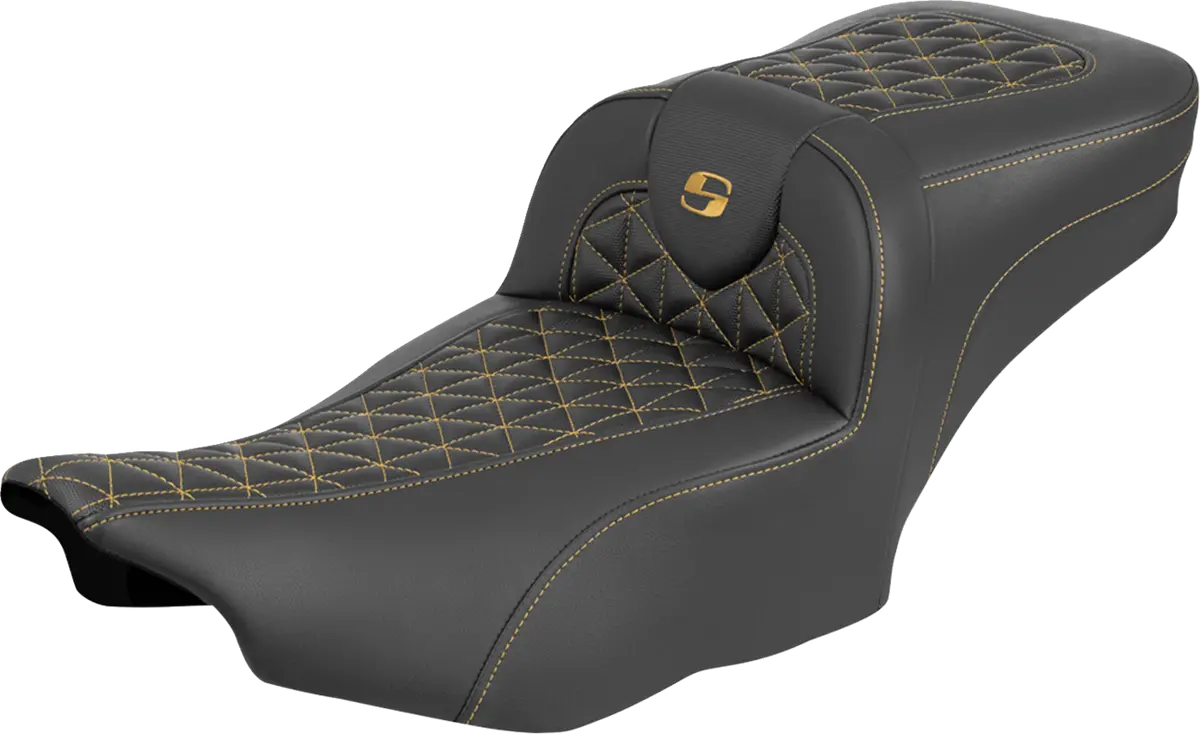 Saddlemen Roadsofa Extended Reach Seat - Without Backrest - Gold Stitch - Flh/Flt (823-07-21107) Touring 23-25 1