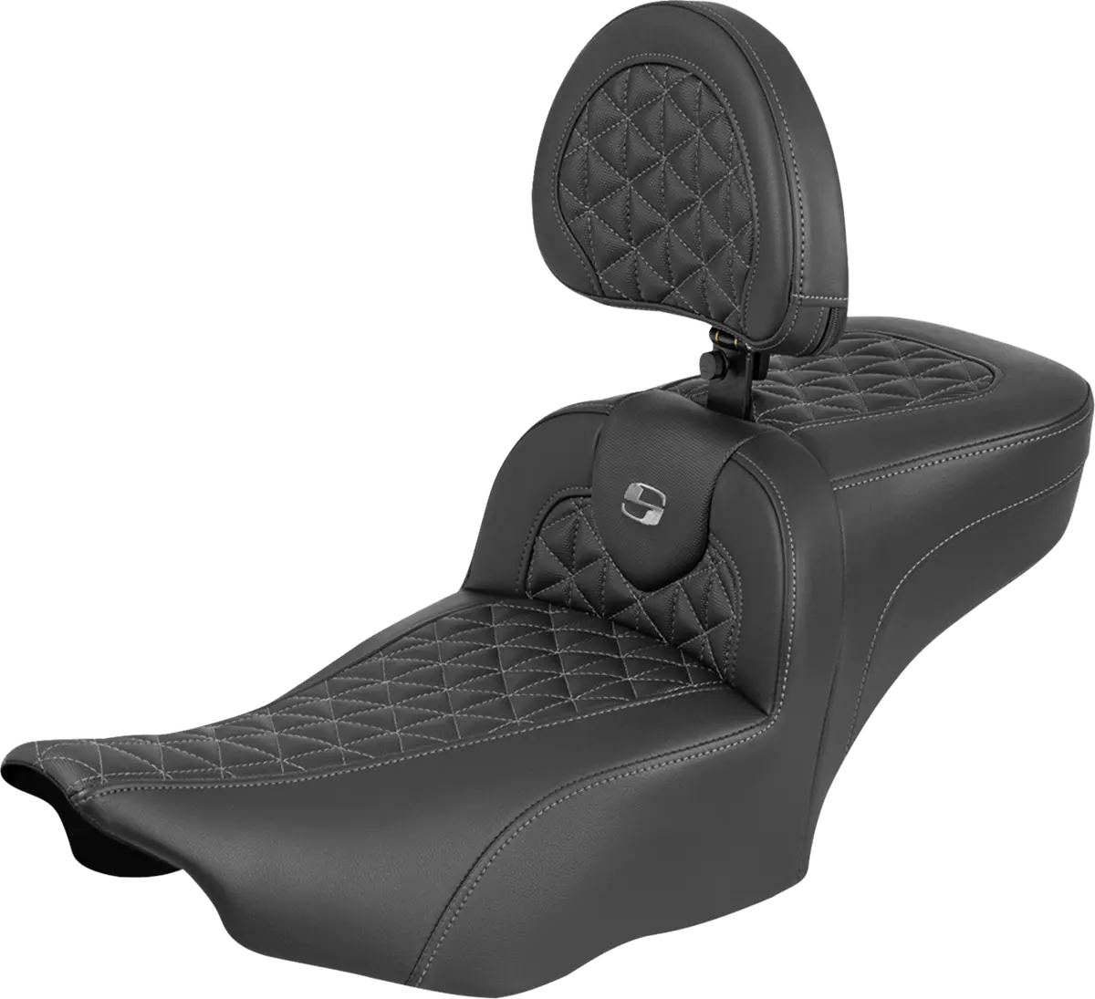 Saddlemen Roadsofa Extended Reach Seat - With Backrest - Gray Stitch - Flh/Flt (823-07-211B2) Touring 23-25 1