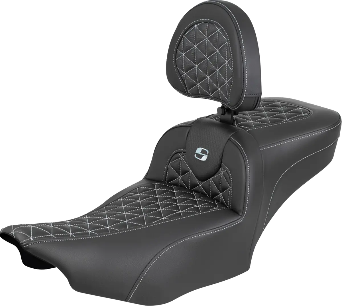 Saddlemen Roadsofa Extended Reach Seat - With Backrest - Silver Stitch - Flh/Flt (823-07-211B5) Touring 23-25 1