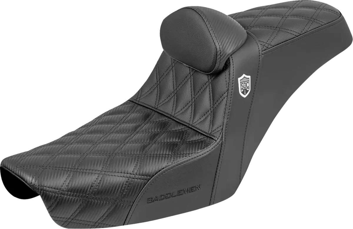 Saddlemen Step-Up Seat - Gripper - Black - With Backrest (Sc89604db0) Dyna 96-03 1