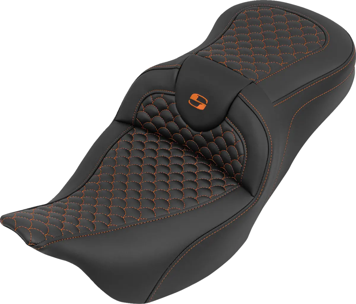 Saddlemen Roadsofa Seat - Without Backrest - Dragon Stitch - Orange Stitch - Flh/Flt (808-07B-20803) Touring 08-25, Cvo 14 1