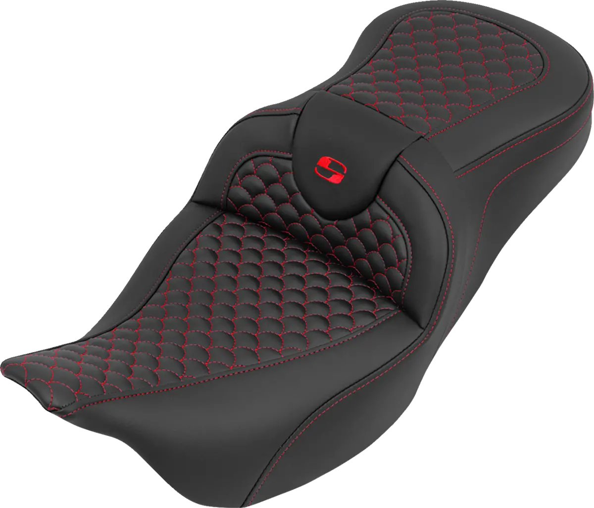 Saddlemen Roadsofa Seat - Without Backrest - Dragon Stitch - Red Stitch - Flh/Flt (808-07B-20804) Touring 08-25, Cvo 14 1