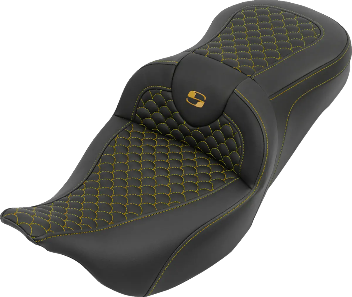 Saddlemen Roadsofa Seat - Without Backrest - Dragon Stitch - Gold Stitch - Flh/Flt (808-07B-20807) Touring 08-25, Cvo 14 1