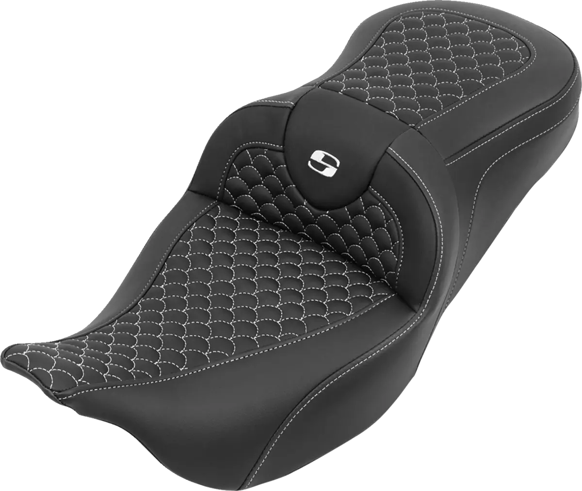 Saddlemen Roadsofa Seat - Without Backrest - Dragon Stitch - White Stitch - Flh/Flt (808-07B-20806) Touring 08-25, Cvo 14 1