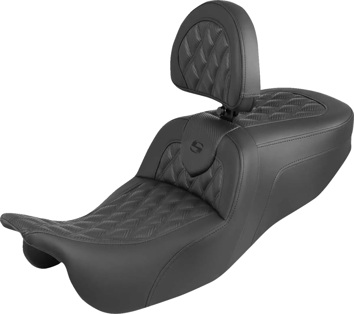 Saddlemen Roadsofa Carbon Fiber Seat - Lattice Stitch - With Backrest - Flrt/Fltrt (815-07-206B0) Touring 15-25 1