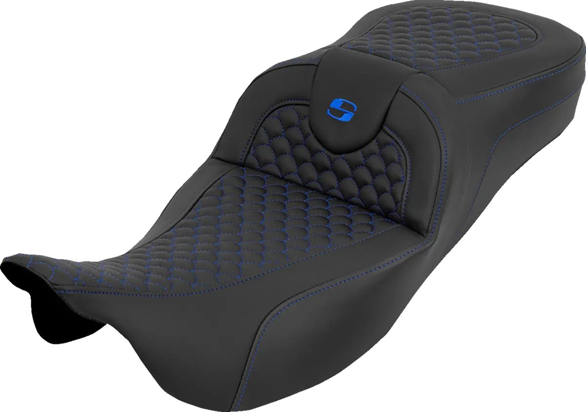 Saddlemen Extended Reach Roadsofa Seat - Dragon Scale - W/O Backrest - Blue Stitch - Flh/Flt (808-07B-20901) Touring 08-25, Cvo 14 1