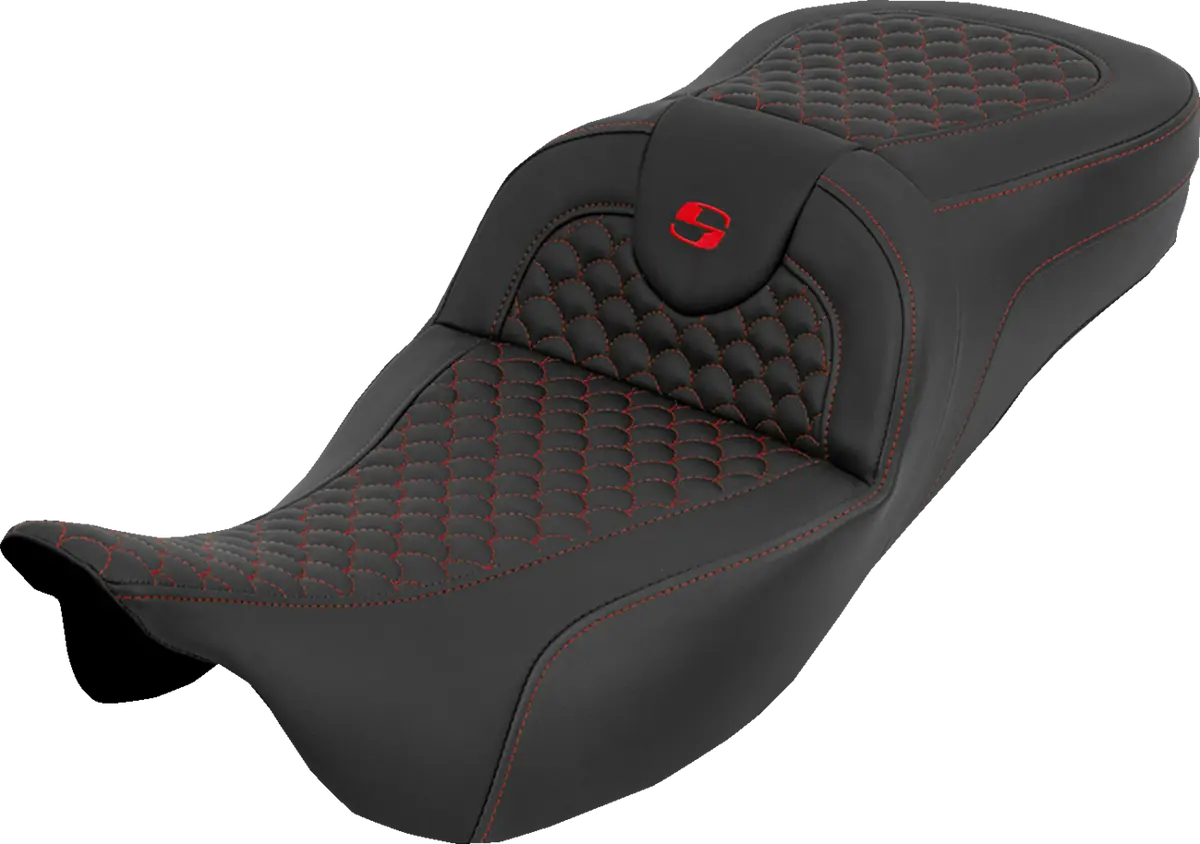 Saddlemen Extended Reach Roadsofa Seat - Dragon Scale - W/O Backrest - Red Stitch - Flh/Flt (808-07B-20904) Touring 08-25, Cvo 14 1