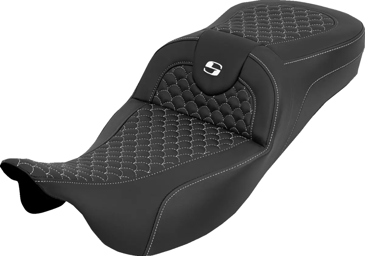 Saddlemen Extended Reach Roadsofa Seat - Dragon Scale - W/O Backrest - White Stitch - Flh/Flt (808-07B-20906) Touring 08-25, Cvo 14 1