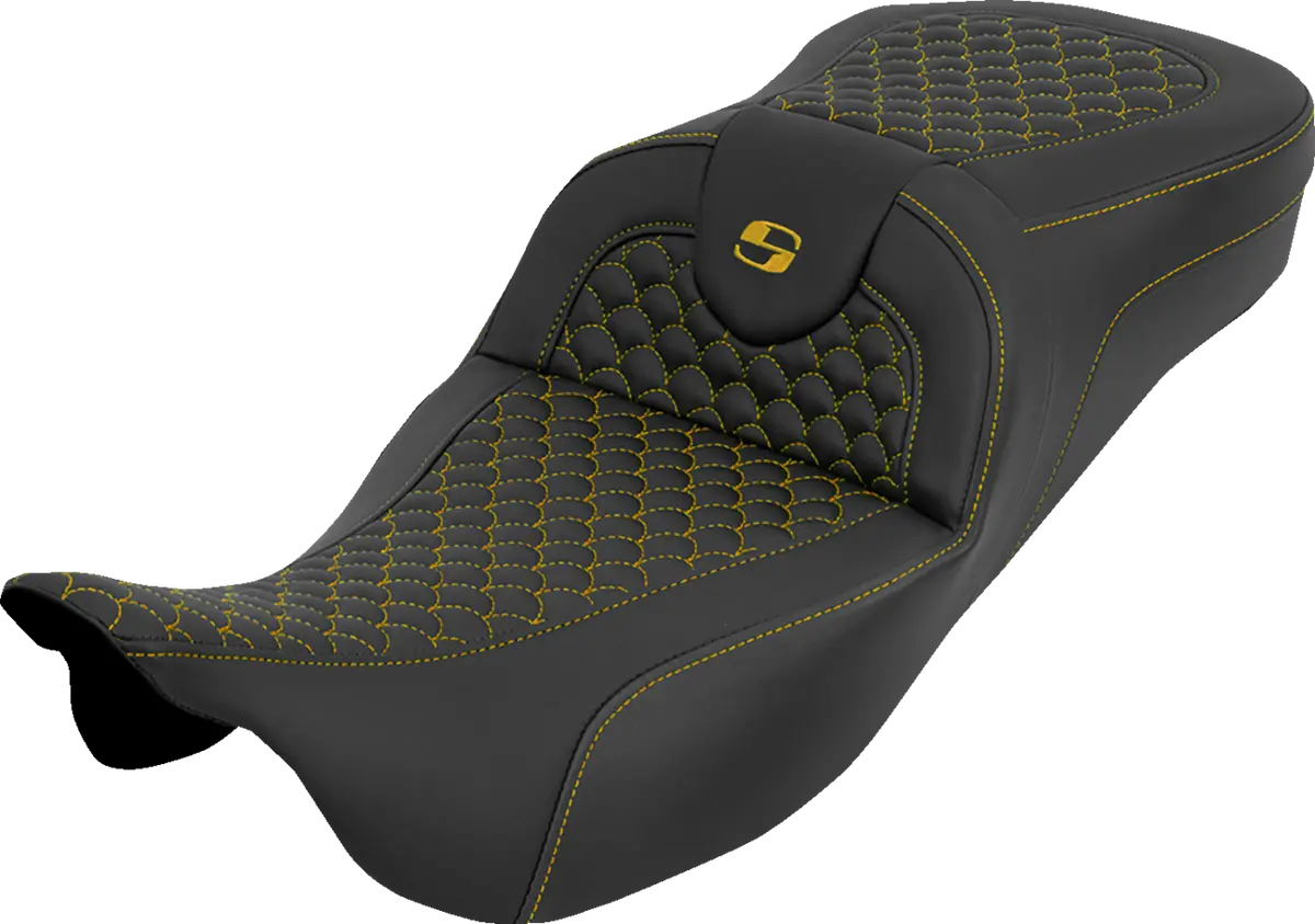 Saddlemen Extended Reach Roadsofa Seat - Dragon Scale - W/O Backrest - Gold Stitch - Flh/Flt (808-07B-20907) Touring 08-25, Cvo 14 1