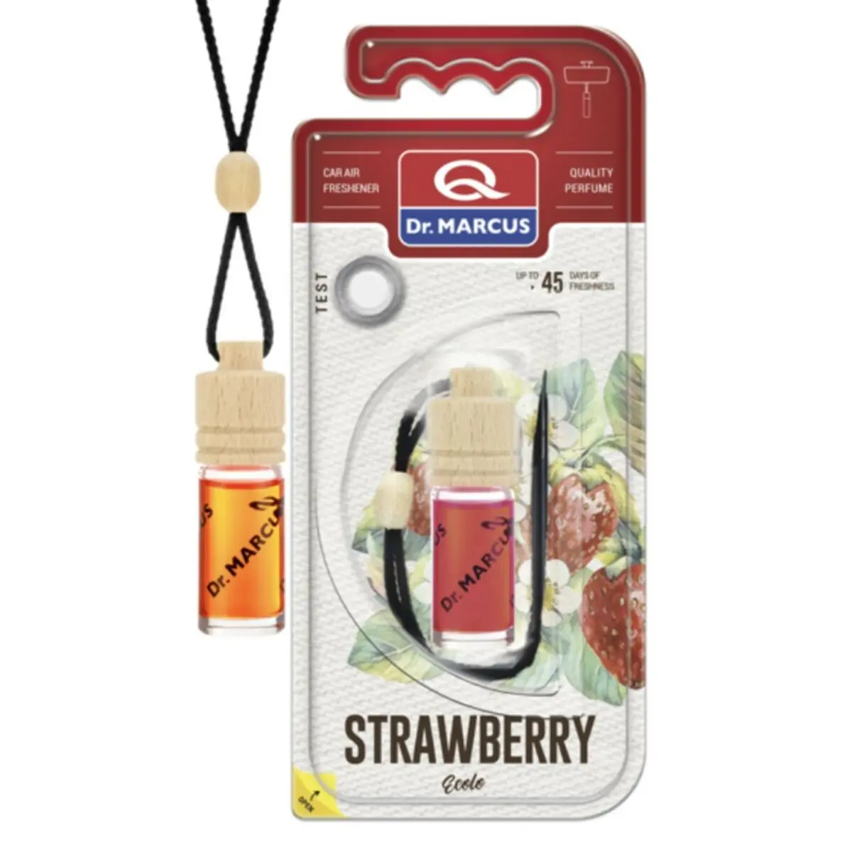 Ambientador Para Automóveis Dr Marcus Ecolo Morango 4,5 Ml Madeira Cristal Fragância Colar 4 Peças 1