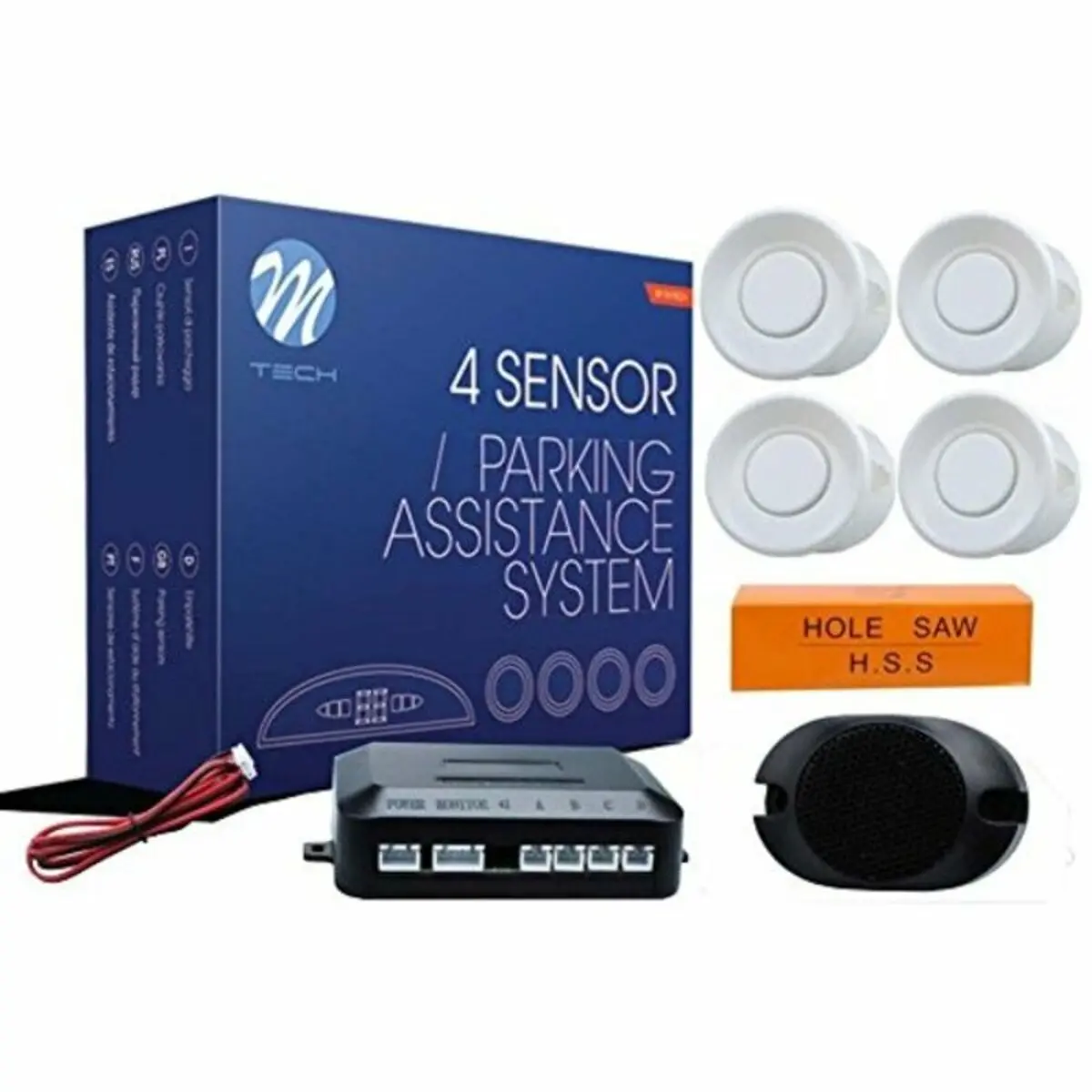 Sensor De Estacionamento M-Tech Cp7w Branco 4 Pcs 0,3 - 3 M 1