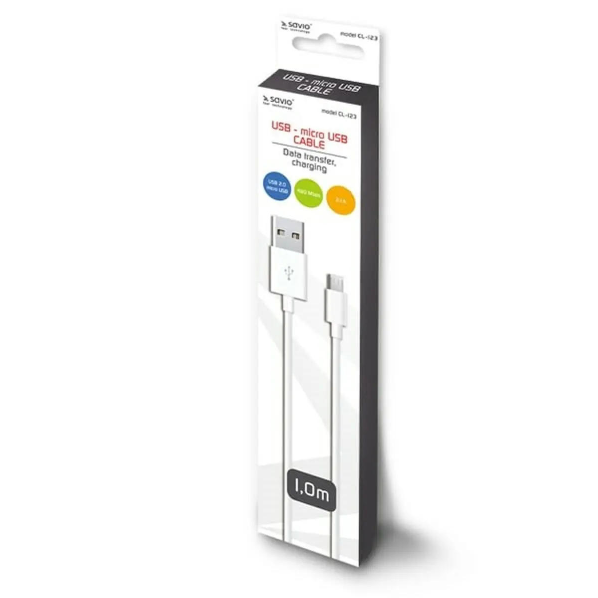 Cabo Usb Para Micro Usb Savio Cl-123 Branco 1 M 1