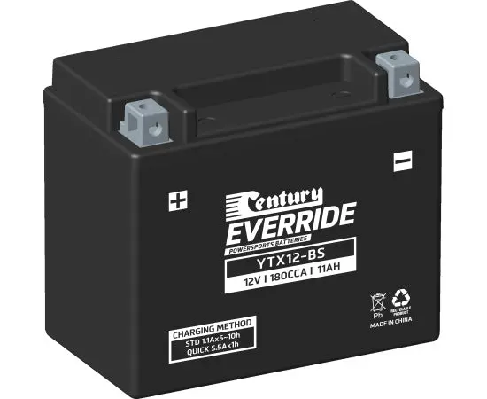 Century Ytx12-Bs Motorcycle Agm Battery - 180Cca 11Ah 1