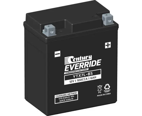 Century Ytx7l-Bs Motorcycle Agm Battery - 100Cca 6Ah 1