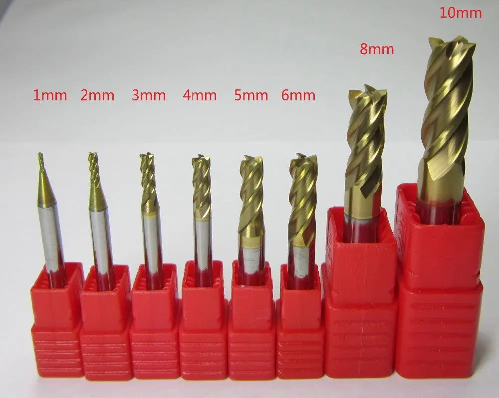 6Pcs Hrc62 4 Flutes Tungsten Carbide End Mills Milling Cutter Bits 1