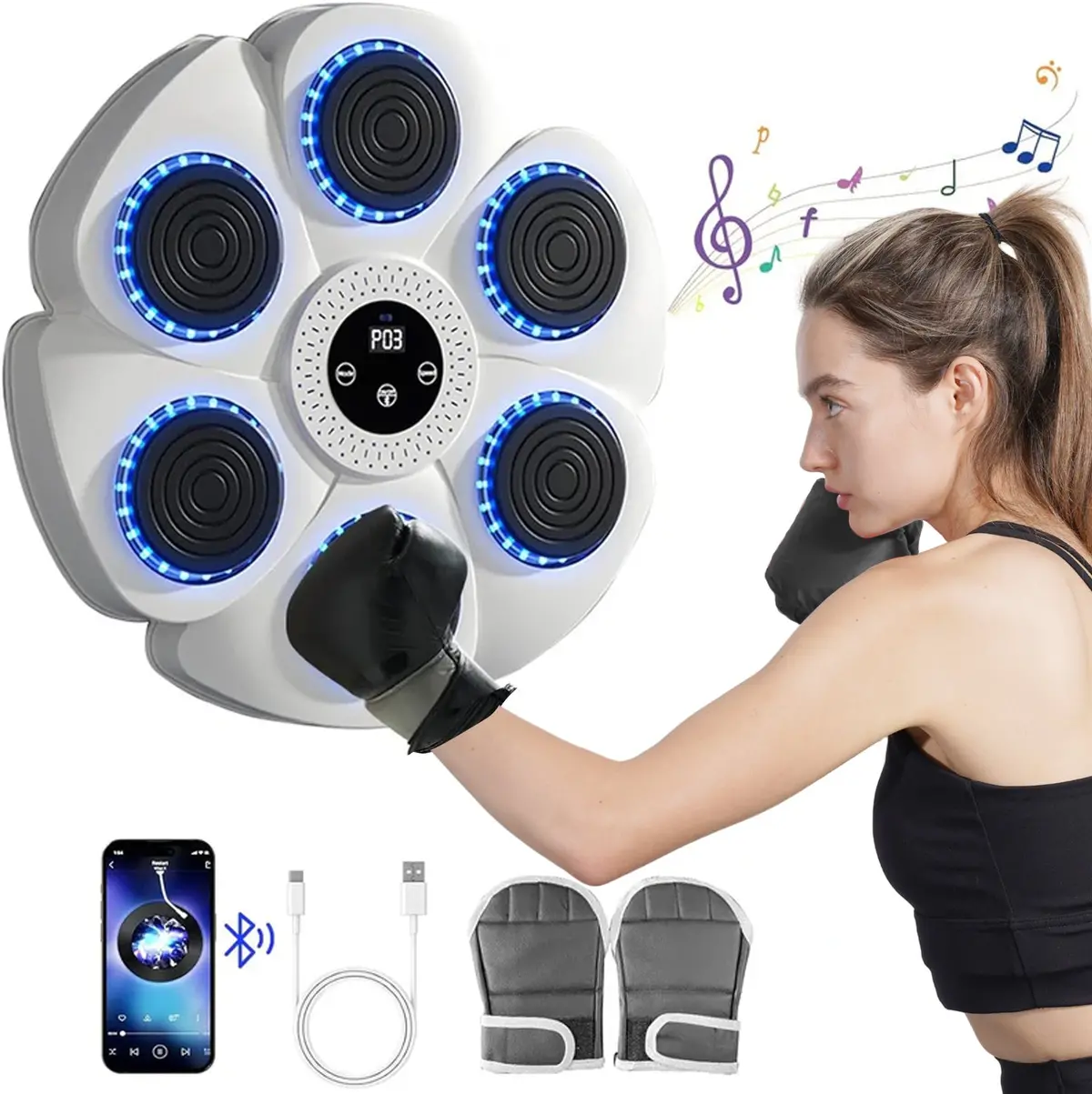 Deerrun® Smart Music Boxing Machine (Gloves And Charging Cable Included) 1