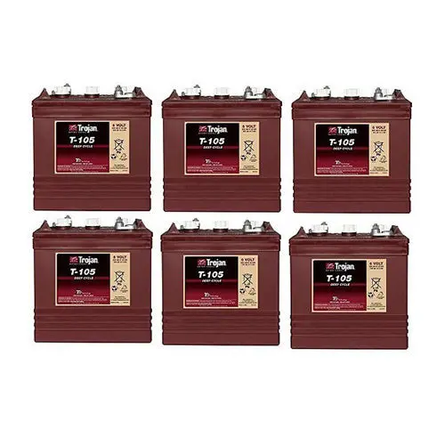 6X Trojan T-105 6V 225Ah Deep Cycle Batteries 1