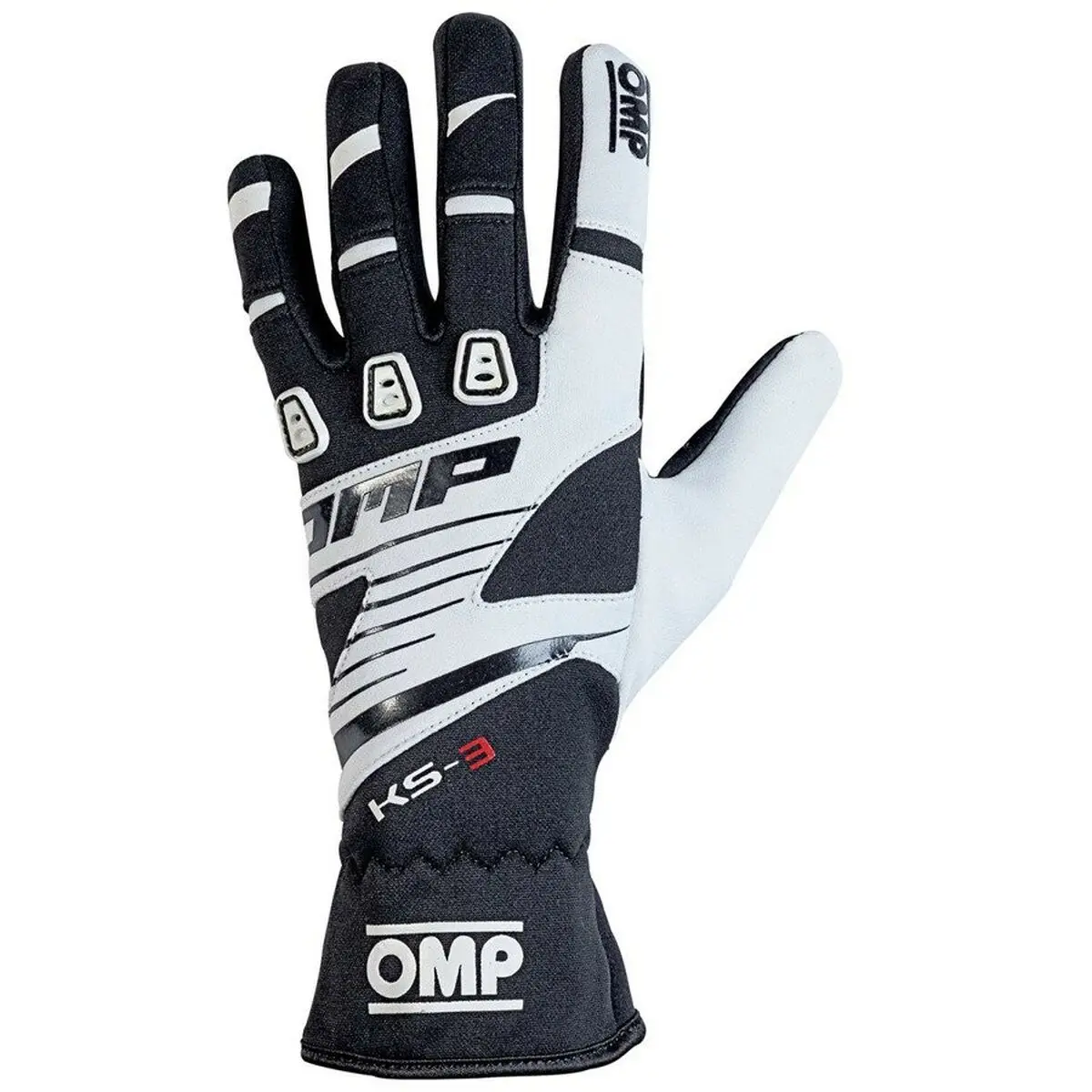 Luvas De Karting Omp Ks-3 Branco/Preto Preto/Branco Xl 1