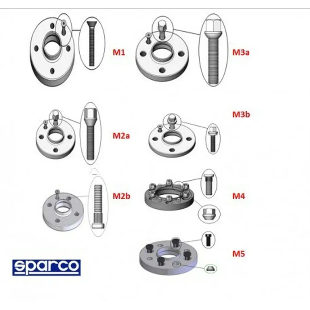 Espaçadores Para Automóvel Sparco (5X100, 57, M14x1,50, 5 Mm) 1