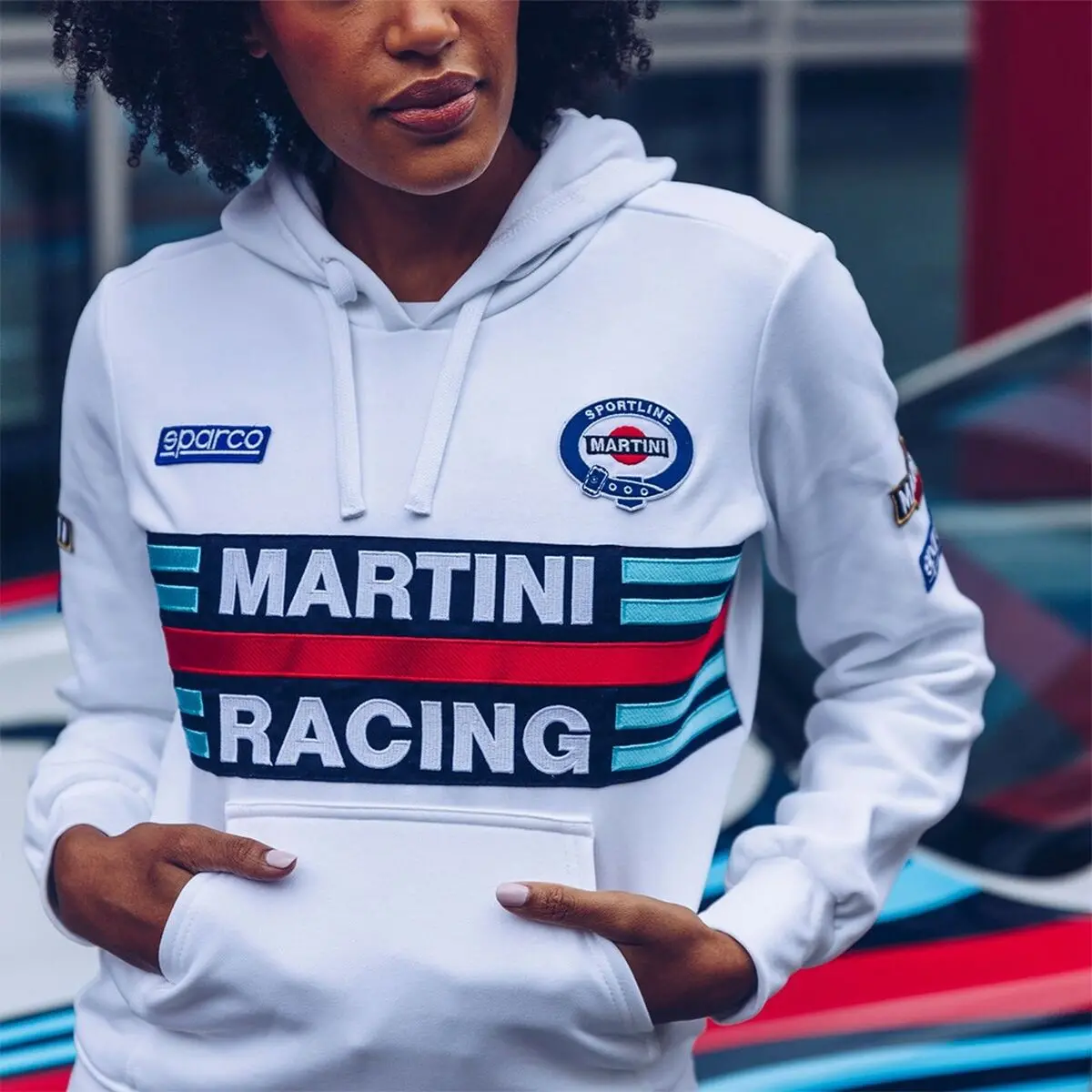 Polar Com Capuz Mulher Sparco Martini Racing Branco 2
