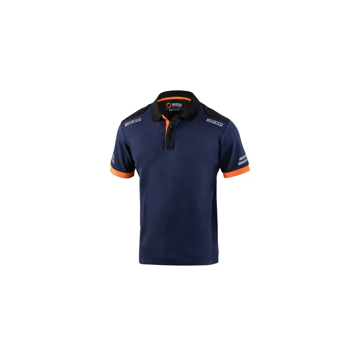 Polo De Manga Curta Homem Sparco Tw Azul Laranja Azul Escuro 1