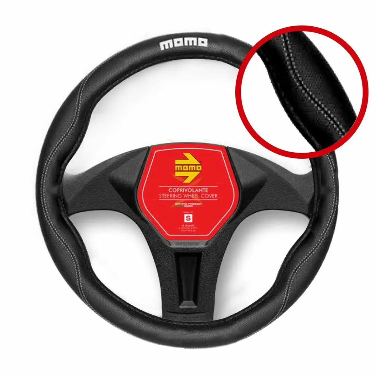 Forro Para O Volante Momo Momlswc011bw Preto Ø 36,5 - 39 Cm 2