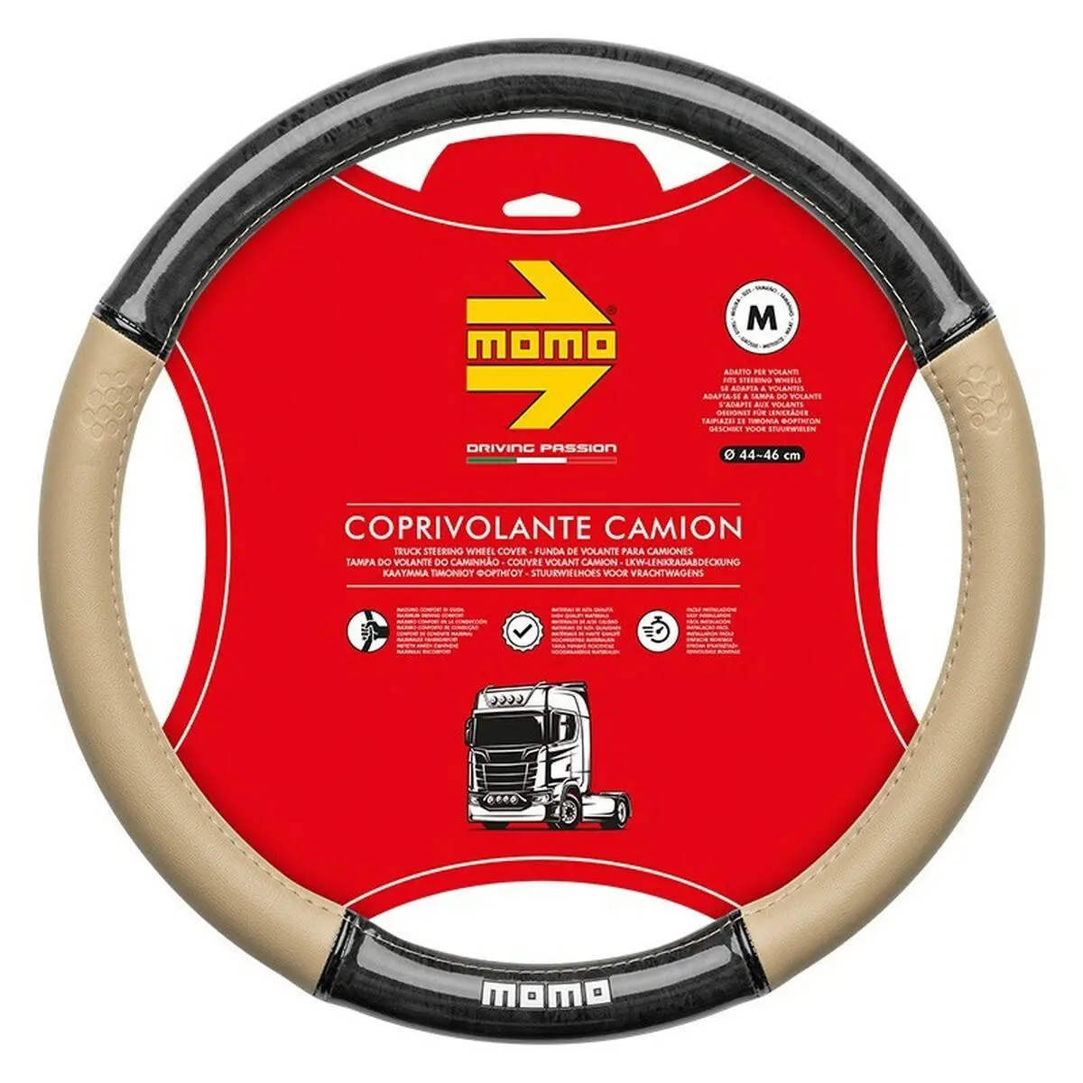 Forro Para O Volante Momo Momlswctlxbeb Preto Bege Ø 44-46 Cm 1
