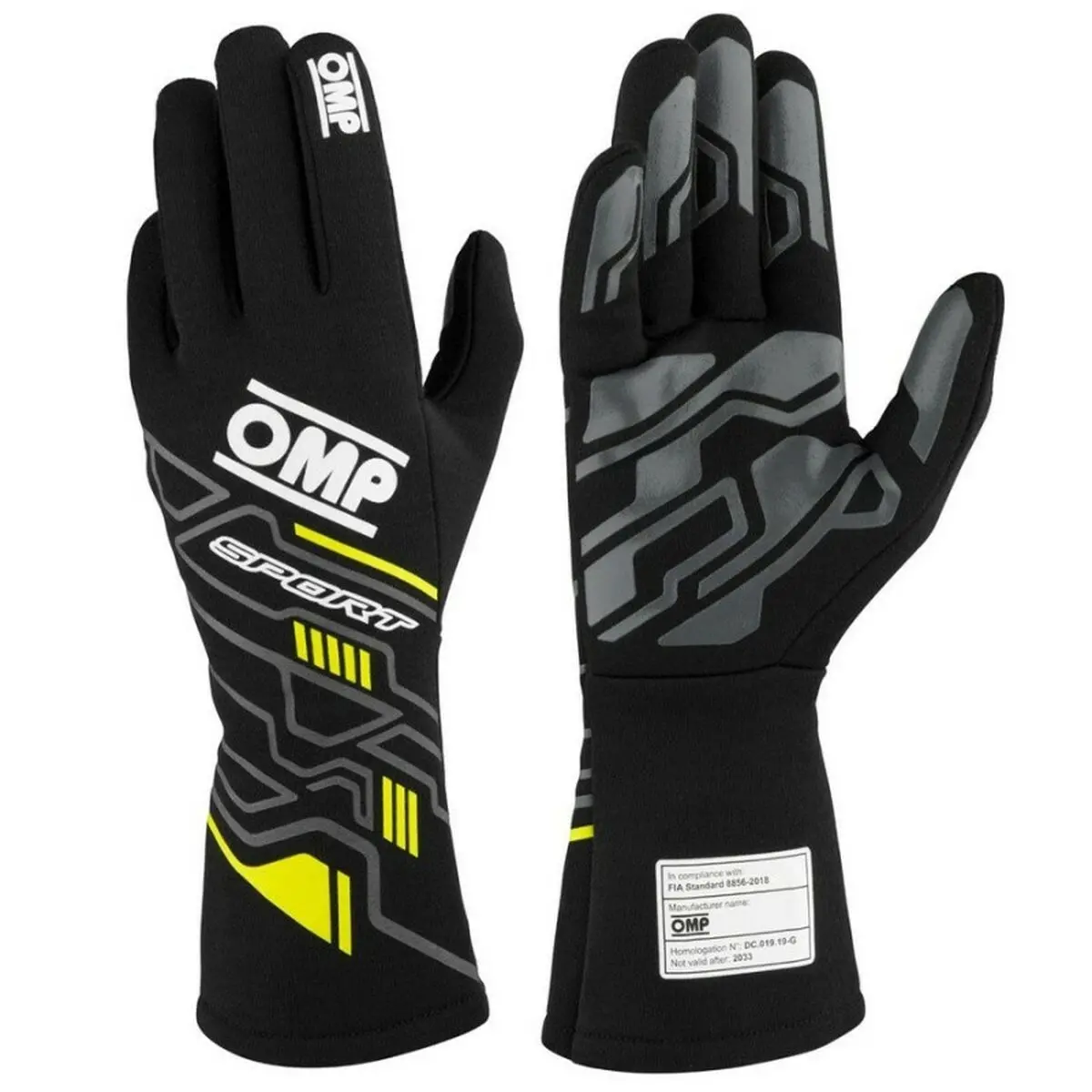 Luvas De Karting Omp My2025 Amarelo Preto Fia 8856-2018 1