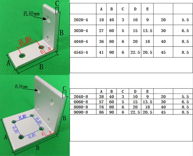 8080 Inside Corner Brackets 8 Hole 40 Series 2