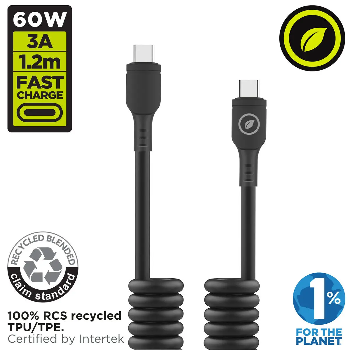 Cabo Usb-C Para Usb-C Muvit For Change Preto 1,2 M 2