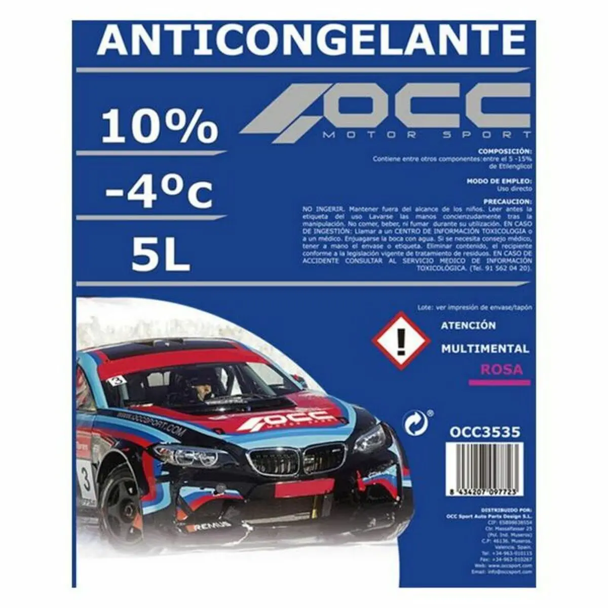 Anticongelante Occ Motorsport Occ3535 10% Cor De Rosa (5 L) 2