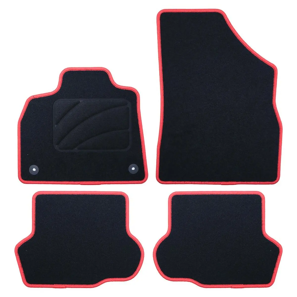 Conjunto De Tapetes De Carro Occ Motorsport Preto Vermelho Citroen Ds5 Veludo 5 Peças 1