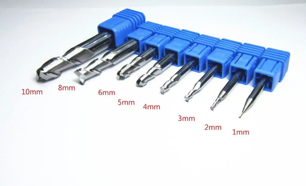 8Pcs Hrc45 2F For Aluminium End Mill Tungsten Carbide Milling Cutter Bit 1