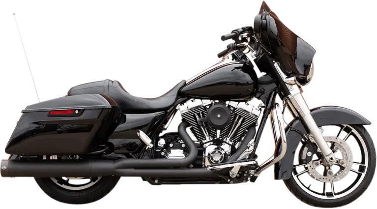 S&S Cycle Sidewinder® 2-1 Exhaust System, Black With Black Highlighted Machined End Cap For 1995-2005, 2007-2009 Fl® Models 2