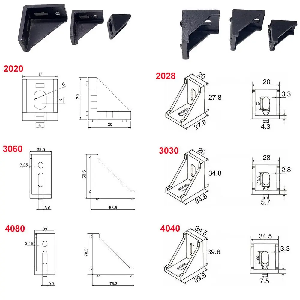 90 Degree 20 Series Cast Aluminium Corner Brackets 2028 2