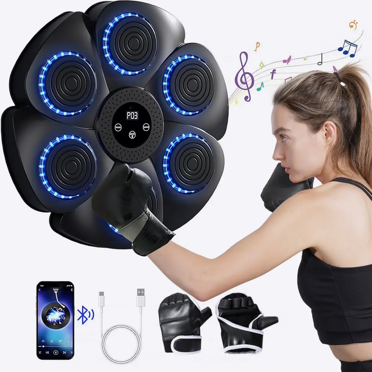 Deerrun® Smart Music Boxing Machine (Gloves And Charging Cable Included) 2