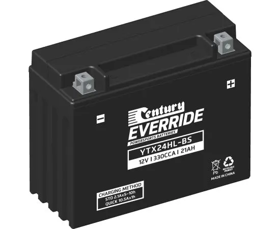 Century Ytx24hl-Bs Motorcycle Agm Battery - 330Cca 21Ah 1