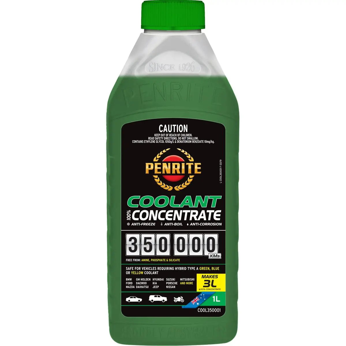 Penrite 350K Km Concentrate Green Coolant 1L - Cool350001 1