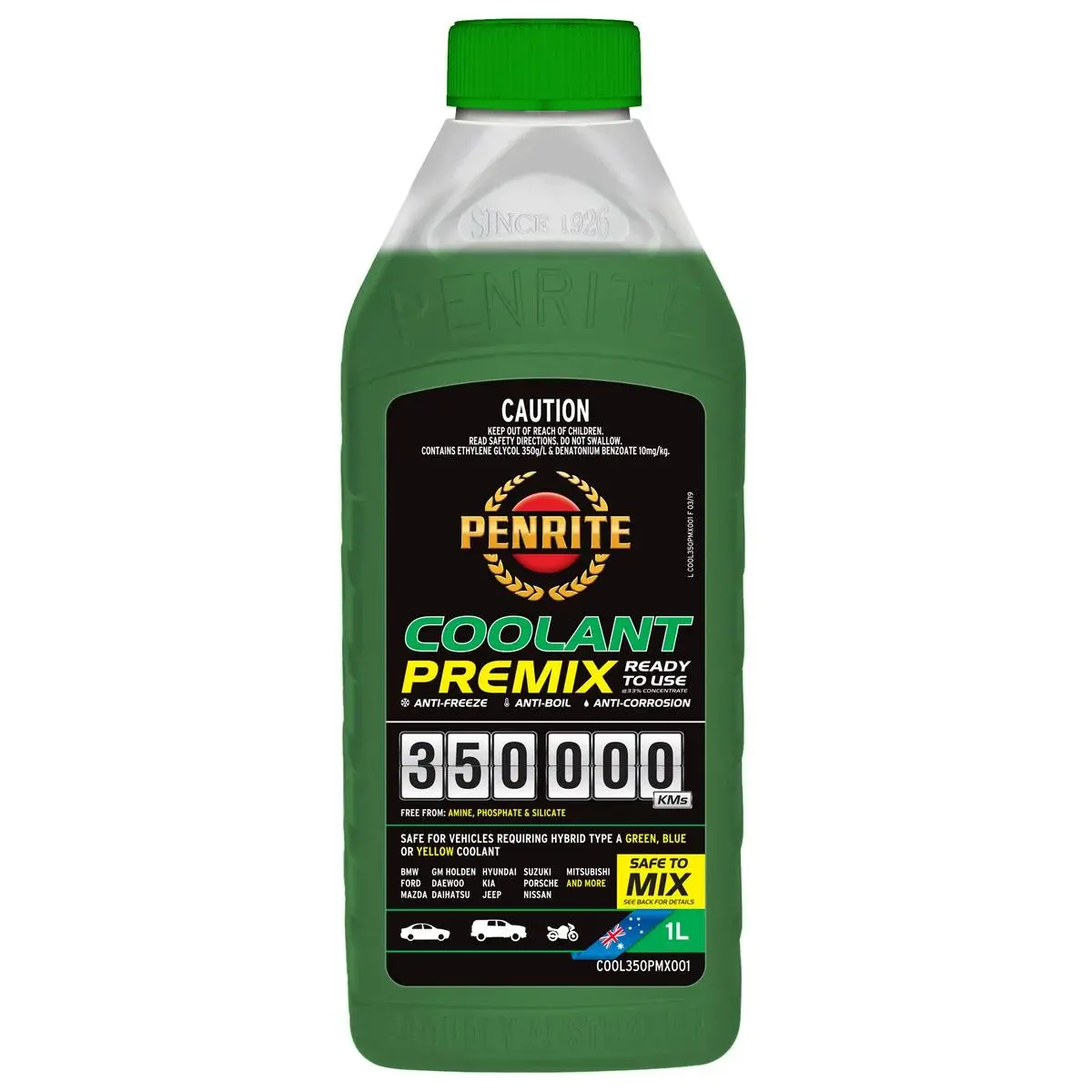 Penrite 350K Km Premix Green Coolant 1L - Cool350pmx001 1