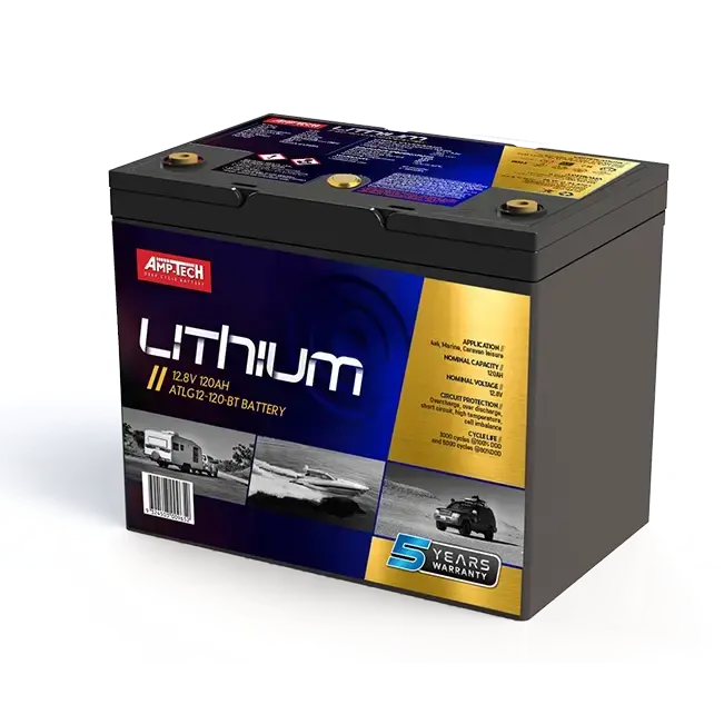 Amp-Tech Amptech Lithium Atlg12-120-Bt 120Ah Lithium Deep Cycle Battery 1