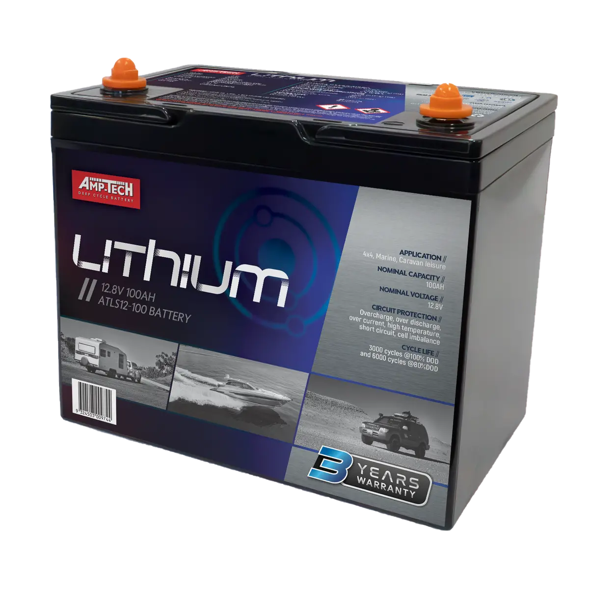 Amp-Tech Amptech Lithium Atls12-100 100Ah Lithium Deep Cycle 1